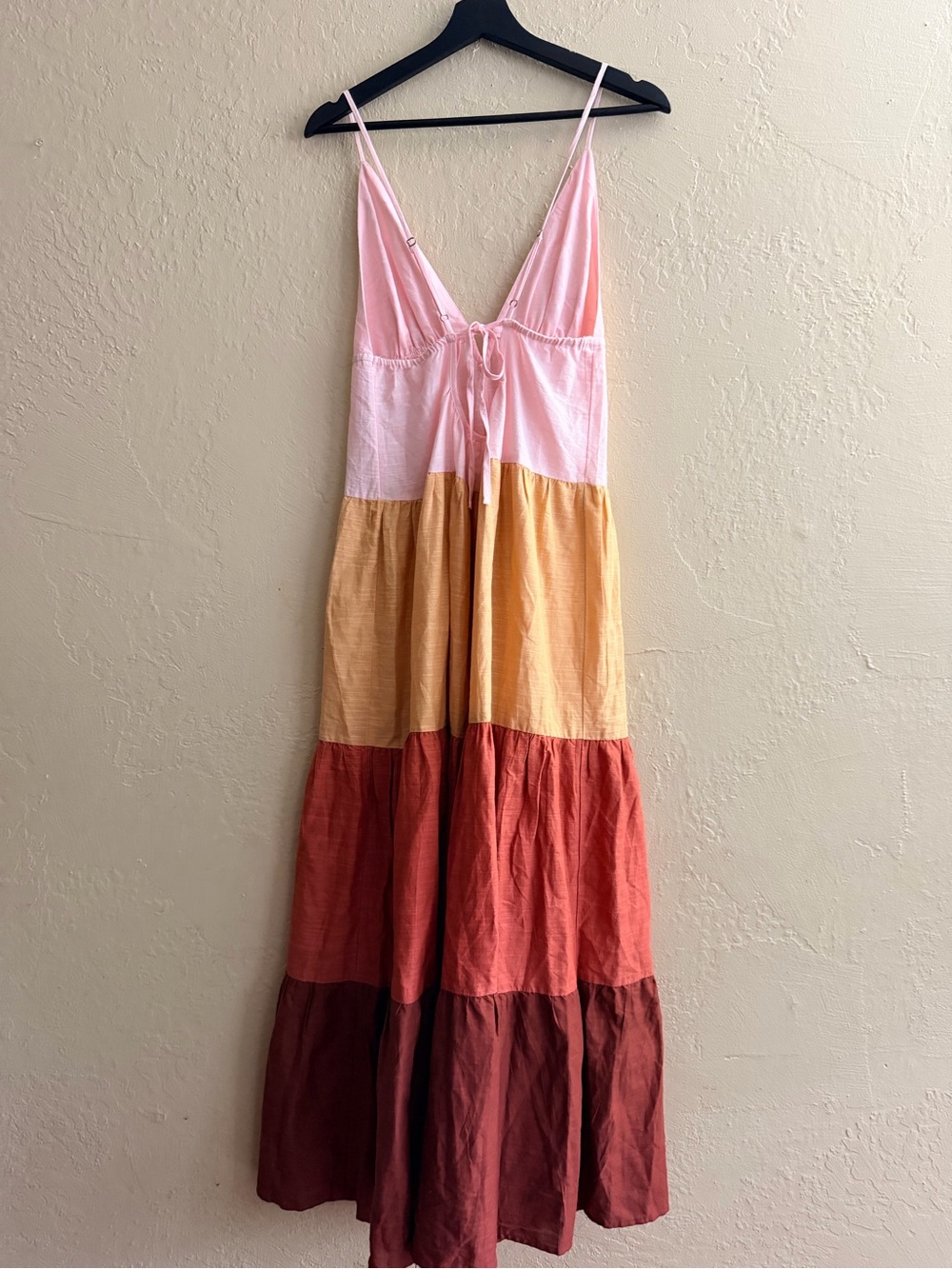 Anthropologie White, Yellow, Rust, Brown Tiered Maxi Dress - Picture 5 of 7
